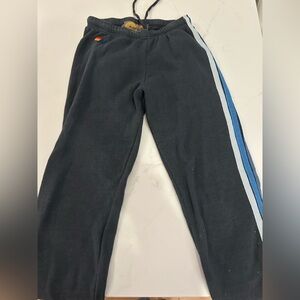 AVIATOR NATION 5 stripe sweatpants charcoal/blue